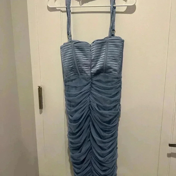 House of CB Josephine Baby Blue Pleated Corset Midi Dress - Picture 10 of 11